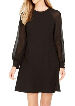 Calvin Klein Women's A-line Dress with Illusion Cuff Sleeve